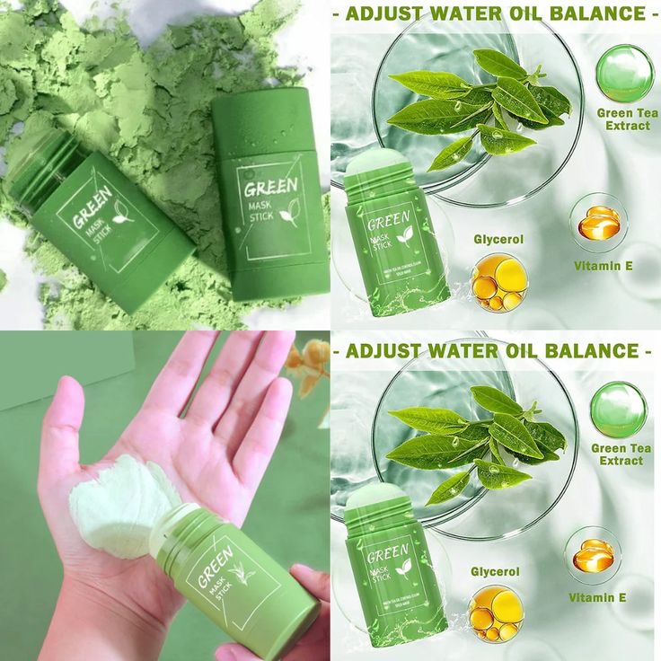 Green Mask Stick — ingrédients naturels: thé vert, glycérol, vitamine E